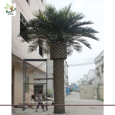 China UVG PTR013 20ft Giant fake palm tree dubai with UV leaves for outdoor beach decoration supplier