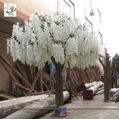 China UVG 13ft Big plastic artificial wisteria blossom tree with white silk flowers for weddings supplier