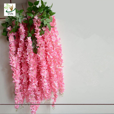 China UVG Latest wedding decoration fabric artificial flower making with pink wisteria vine supplier