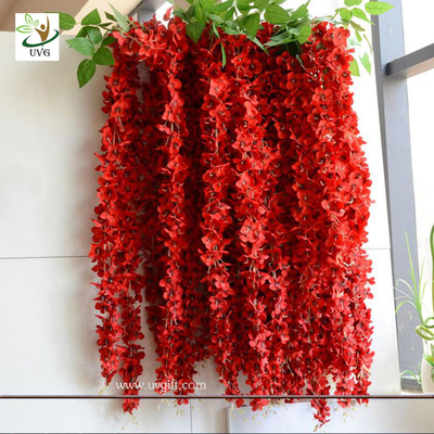 China UVG WIS006 Red artificial wisteria hanging wedding flower decoration imported from china supplier