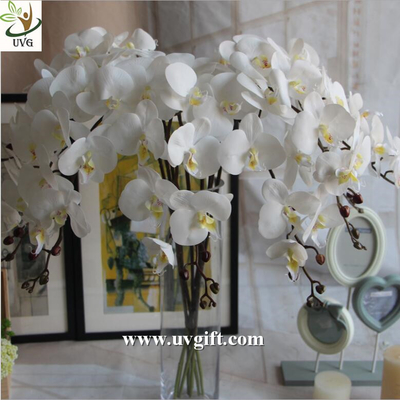 China UVG White real touch PU orchid artificial flower wholesaler for latest wedding decoration supplier