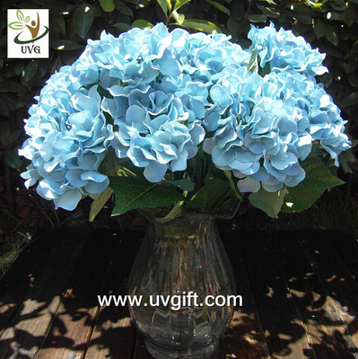 China UVG Blue 7 heads artificial cheap hydrangea fabric flowers wedding decoration centerpieces supplier