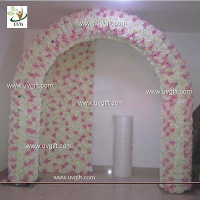 China UVG 2.5 meters artificial rose and hydrangea wedding arch in silk flower head for event backdrops decor CHR1121 supplier