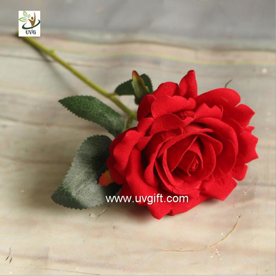 China UVG FRS66 wedding accessories artificial red velvet rose flower for party table decoration supplier
