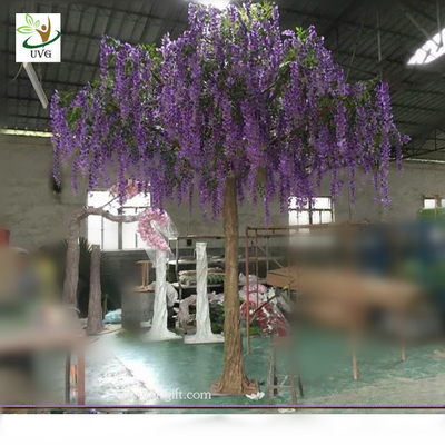 China UVG WIS011 4 meters purple fake trees with silk wisteria flowers for party decoration supplier