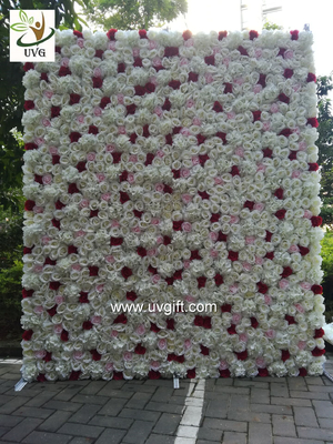 China UVG summer outdoor ivory artificial flower wall wedding backdrop for stage decoration CHR1136 supplier