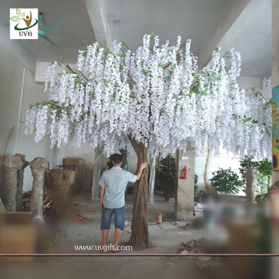 China UVG WIS003 china home decor wholesale 4 meters tall white artificial wisteria flowers wedding blossom tree supplier