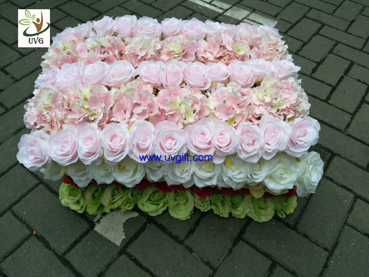 China UVG fashionable artificial flower mat carpet in roses and hydrangeas for wedding backdrop wall decoration CHR1136 supplier