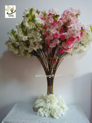 China UVG pink artificial cherry blossom branch in silk flowers for wedding decoration CHR091 supplier