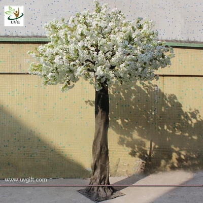 China UVG 8ft White fake cherry blossom trees in fiberglass trunk for home garden landscaping supplier
