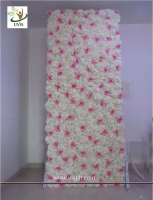 China UVG 8ft white photography backdrops in silk wedding flower wall for event stage decoration CHR1122 supplier