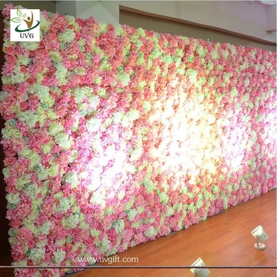 China UVG wonderful flower wall backdrop with silk rose and hydrangea for wedding stage decoration CHR1132 supplier