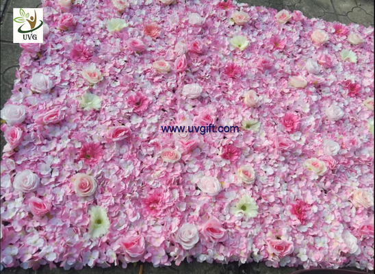 China UVG pink hydrangea wedding flower wall for stage background decoration CHR1148 supplier