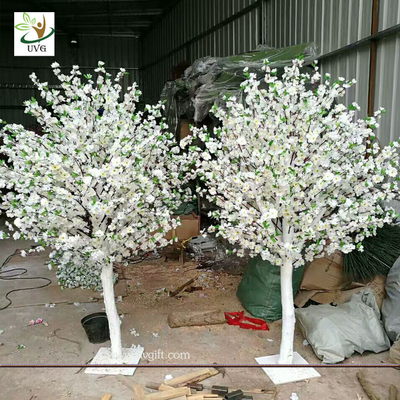 China UVG white and pink small fake peach blossom centerpieces table trees for wedding hall decoration CHR169 supplier